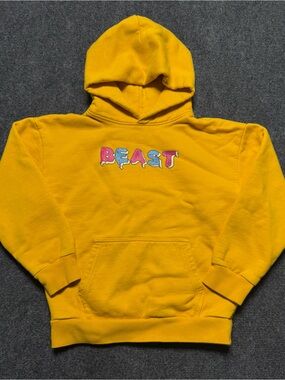 Yellow kids Mr beast hoodie 10y